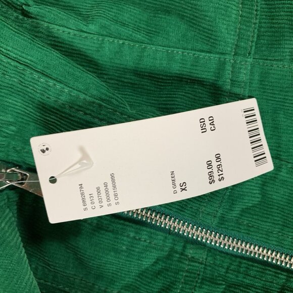 Urban Outfitters Green Corduroy Halter Jumpsuit XS NWT Zip Front Retro Style - Picture 8 of 9